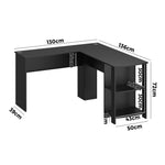 L-shape Computer Desk with Storage Shelves Black