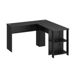 L-shape Computer Desk with Storage Shelves Black