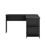 L-shape Computer Desk with Storage Shelves Black
