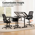 Drafting Table Glass Top Desk Chair Set | HomeAndLiving