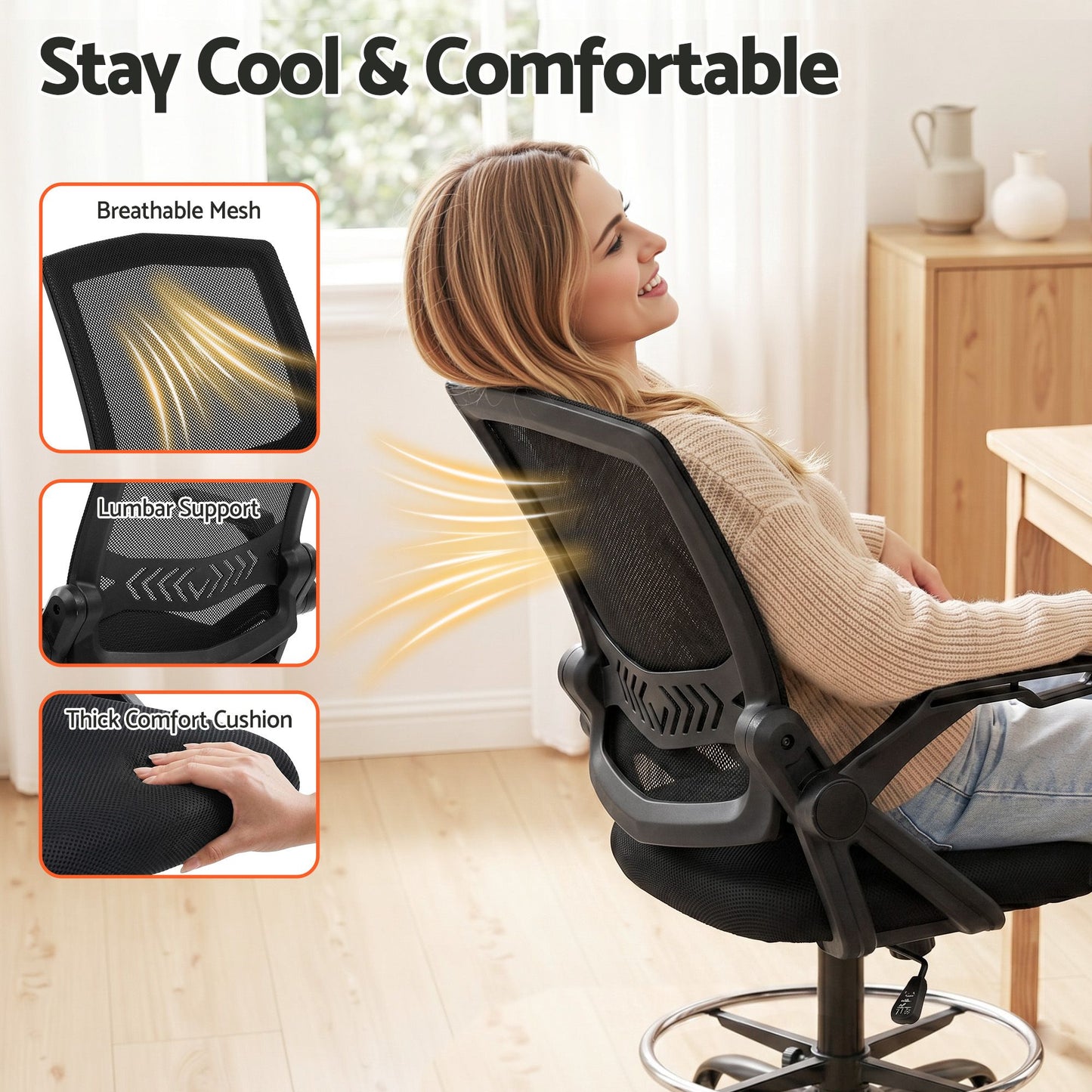 Drafting Table Glass Top Desk Chair Set | HomeAndLiving
