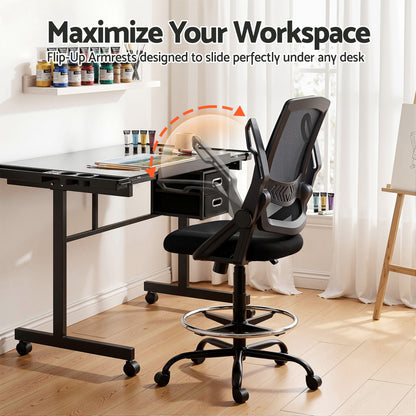 Drafting Table Glass Top Desk Chair Set | HomeAndLiving