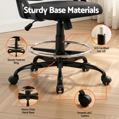 Drafting Table Glass Top Desk Chair Set | HomeAndLiving