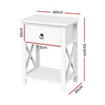 Bedside Table 1 Drawer With Shelf X2 - Emma White
