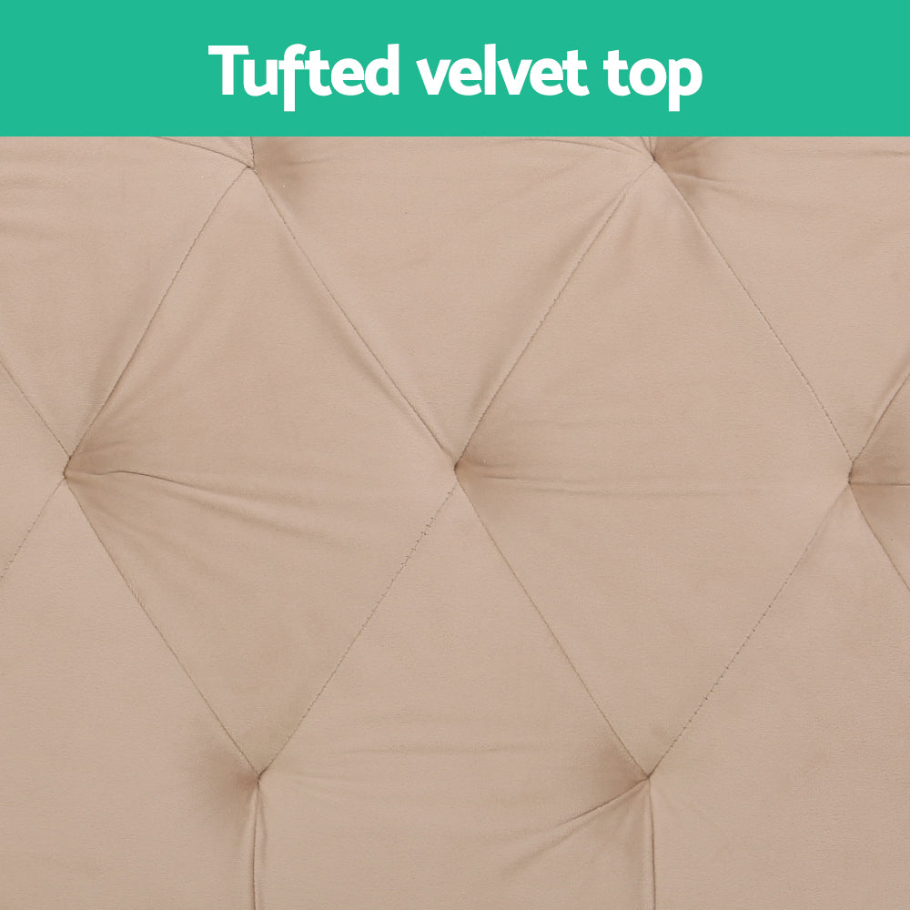 Storage Ottoman Blanket Box 80Cm Weaved Velvet Pine