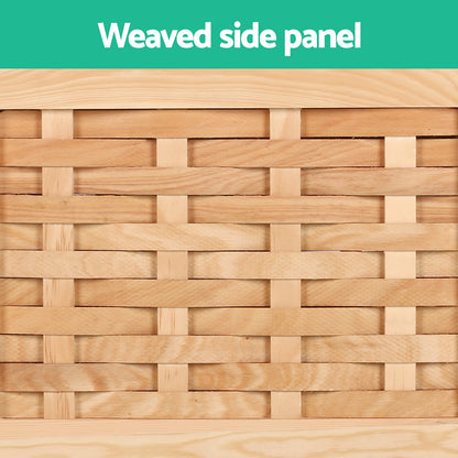 Storage Ottoman Blanket Box 80Cm Weaved Velvet Pine