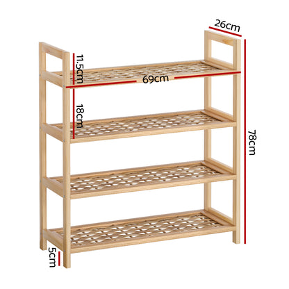 Stylish 4-Tier Shoe Rack - 12 Pairs