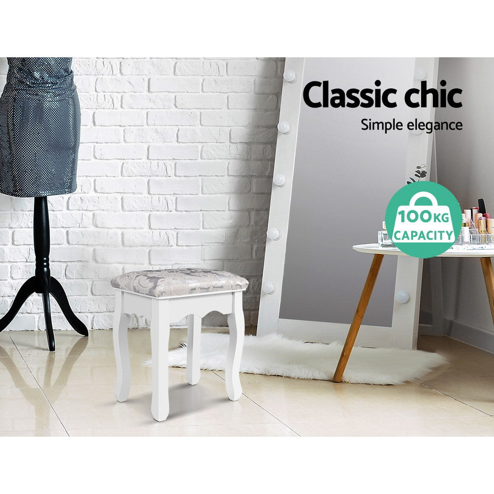 Dressing Table Stool Velvet White