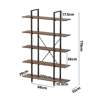5 Tier Display Shelf Stand Bookshelf Metal Storage 1.2m