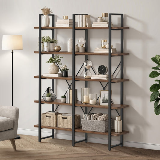 5 Tier Display Shelf Stand Bookshelf Metal Rack 1.35m