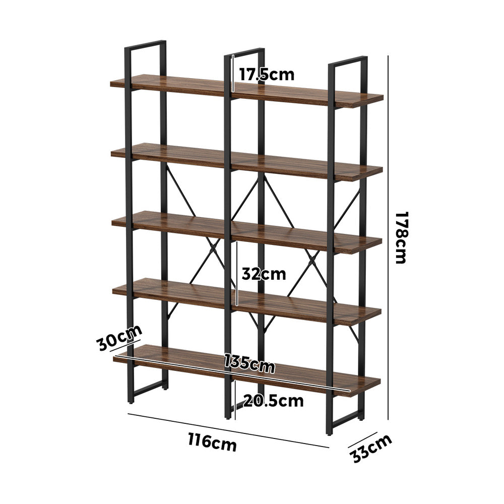 5 Tier Display Shelf Stand Bookshelf Metal Rack 1.35m