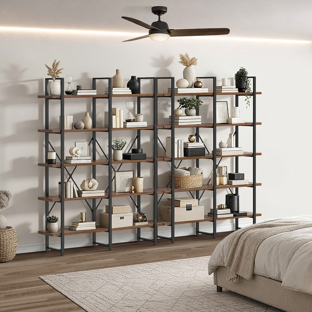 5 Tier Display Shelf Stand Bookshelf Metal Rack 1.35m