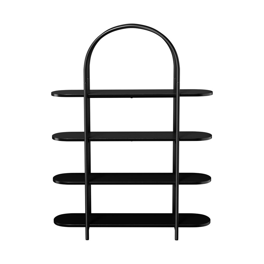 Arched Display Shelf 4-Tier Industrial Home Black 90x26.5x118cm Metal Particle Board