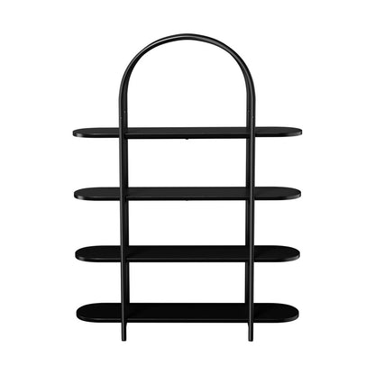 Arched Display Shelf 4-Tier Industrial Home Black 90x26.5x118cm Metal Particle Board