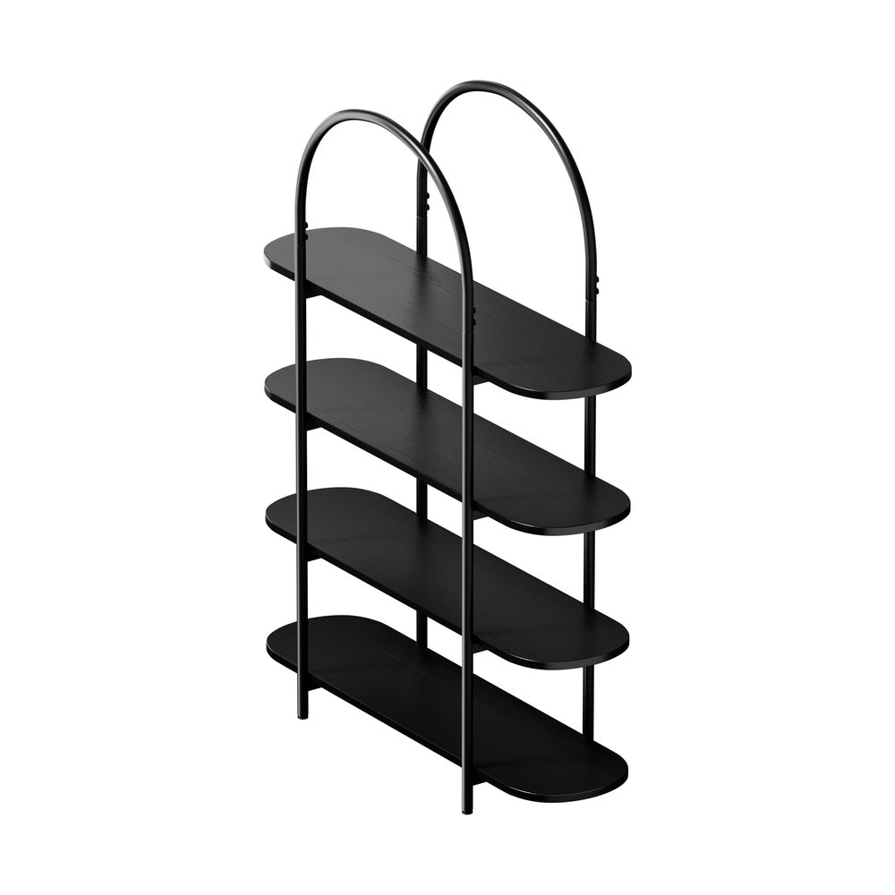 Arched Display Shelf 4-Tier Industrial Home Black 90x26.5x118cm Metal Particle Board