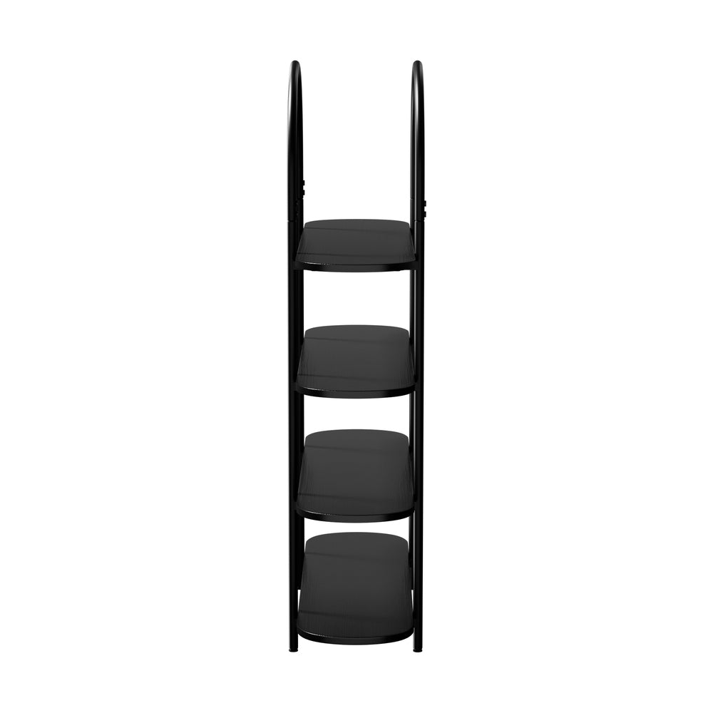 Arched Display Shelf 4-Tier Industrial Home Black 90x26.5x118cm Metal Particle Board