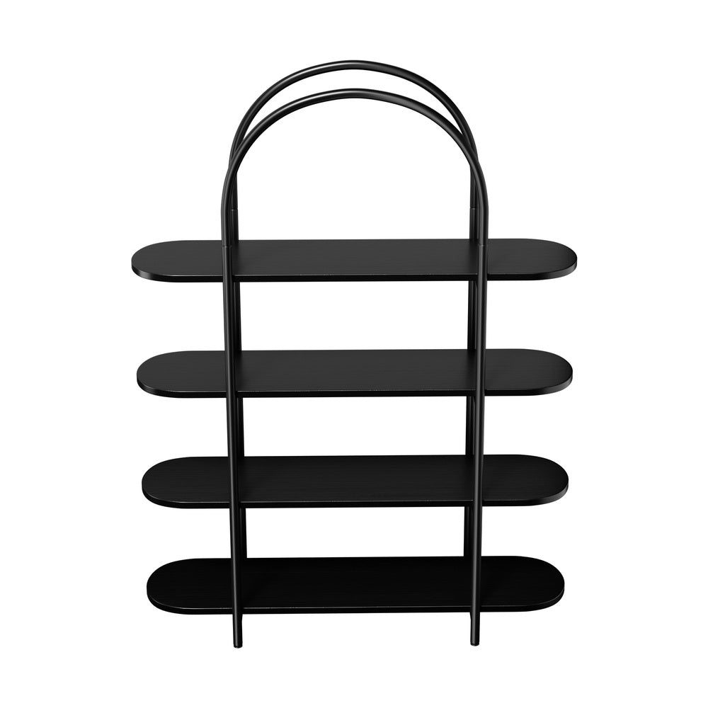 Arched Display Shelf 4-Tier Industrial Home Black 90x26.5x118cm Metal Particle Board