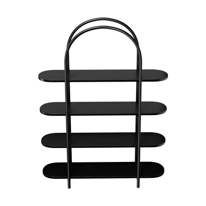Arched Display Shelf 4-Tier Industrial Home Black 90x26.5x118cm Metal Particle Board