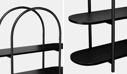 Arched Display Shelf 4-Tier Industrial Home Black 90x26.5x118cm Metal Particle Board