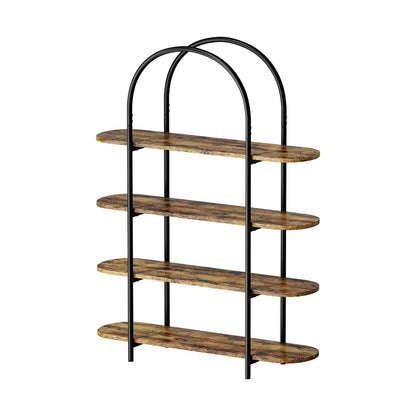 Arched Display Shelf 4-Tier Industrial Home Black 90x26.5x118cm Metal Particle Board