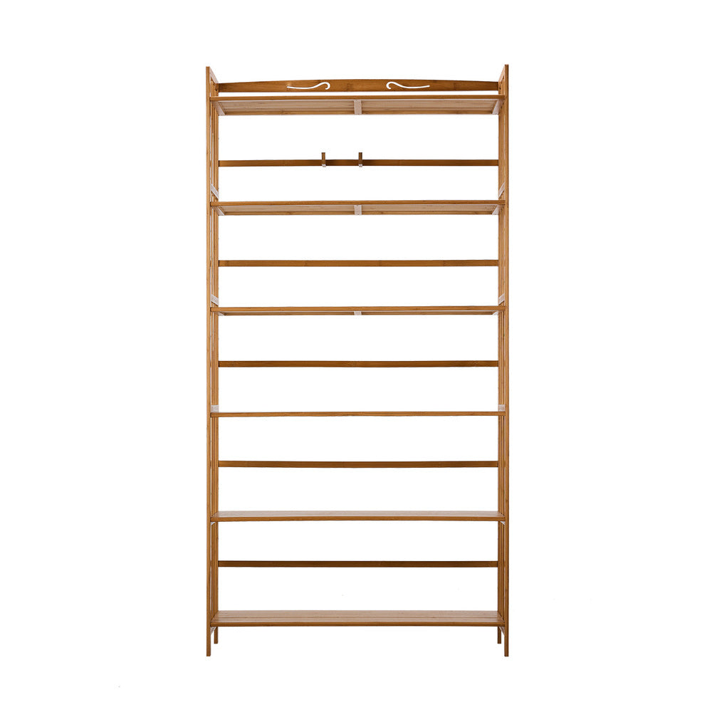 6-tier Bamboo Bookshelf Bookcase Adjustable Display Shelf