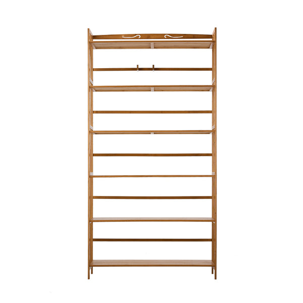  6-tier Bamboo Bookshelf Bookcase Adjustable Display Shelf