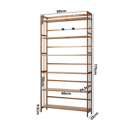 6-tier Bamboo Bookshelf Bookcase Adjustable Display Shelf