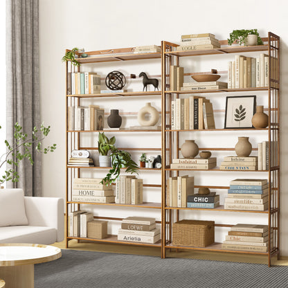 6-tier Bamboo Bookshelf Bookcase Adjustable Display Shelf