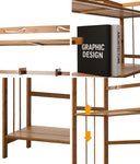 6-tier Bamboo Bookshelf Bookcase Adjustable Display Shelf