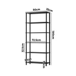 Display Shelf 5 Tier Bookshelf Storage Rack Natural & Black