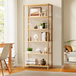 Display Shelf 5 Tier Bookshelf Storage Rack Natural & Black