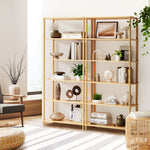 Display Shelf 5 Tier Bookshelf Storage Rack Natural & Black