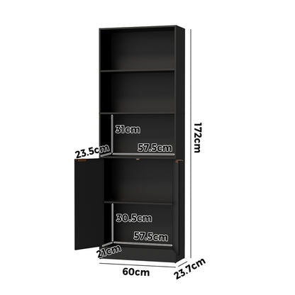Tall Bookcase Display Shelf Black 60x23.7x172cm