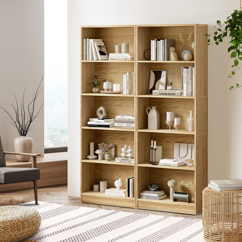 Bookshelf Display Shelf 5-Tier Natural