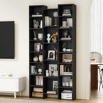 Bookshelf Display Storage Rack for CD DVD Media Organizer Black Natural & White