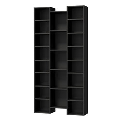 Bookshelf Display Storage Rack for CD DVD Media Organizer Black Natural & White