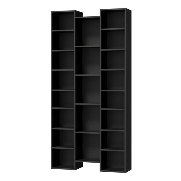  Bookshelf Display Storage Rack for CD DVD Media Organizer Black Natural & White