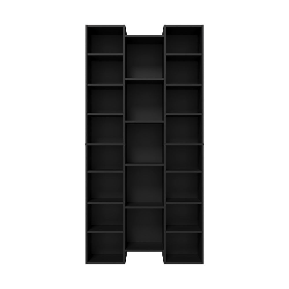 Bookshelf Display Storage Rack for CD DVD Media Organizer Black Natural & White