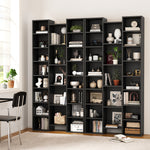 Bookshelf Display Storage Rack for CD DVD Media Organizer Black Natural & White