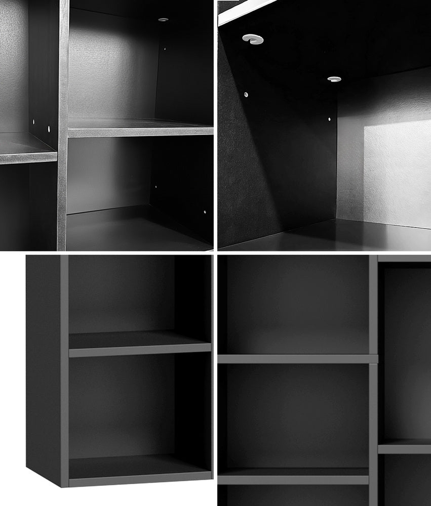 Bookshelf Display Storage Rack for CD DVD Media Organizer Black Natural & White