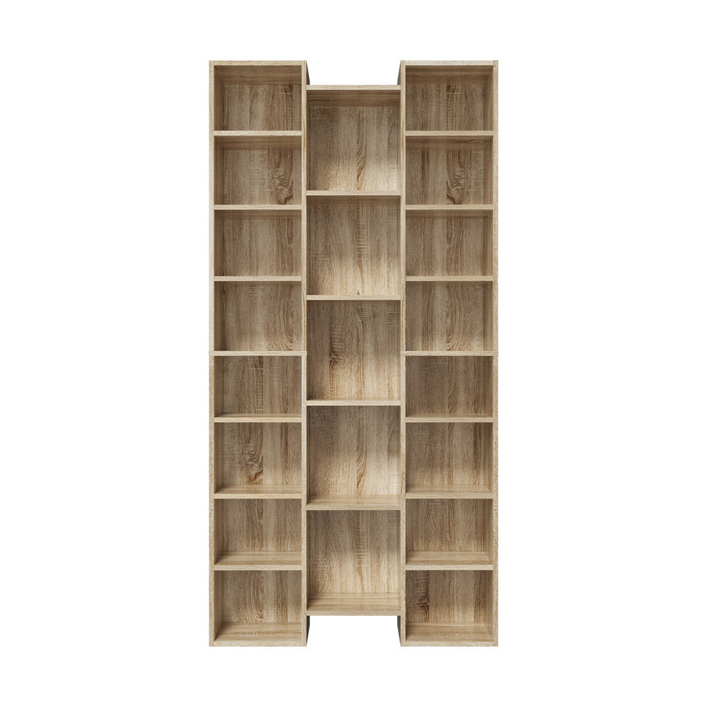 Bookshelf Display Storage Rack for CD DVD Media Organizer Black Natural & White