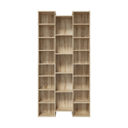 Bookshelf Display Storage Rack for CD DVD Media Organizer Black Natural & White
