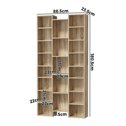 Bookshelf Display Storage Rack for CD DVD Media Organizer Black Natural & White