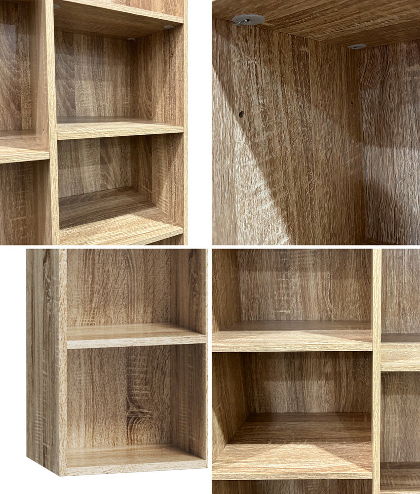 Bookshelf Display Storage Rack for CD DVD Media Organizer Black Natural & White