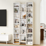 Bookshelf Display Storage Rack for CD DVD Media Organizer Black Natural & White