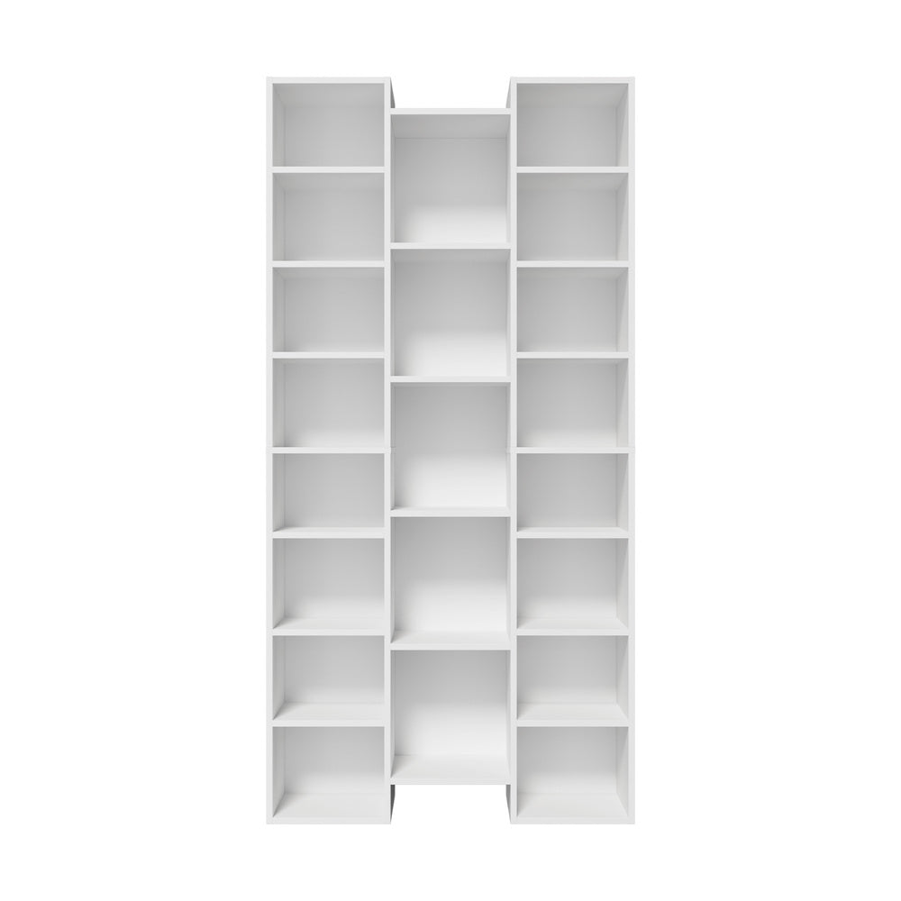 Bookshelf Display Storage Rack for CD DVD Media Organizer Black Natural & White