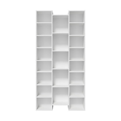 Bookshelf Display Storage Rack for CD DVD Media Organizer Black Natural & White