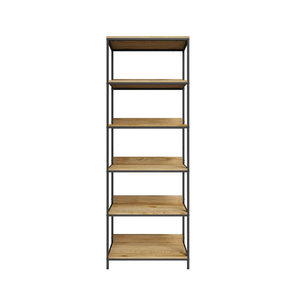 Display Shelf 5 Tier Storage Shelves Black&Natural