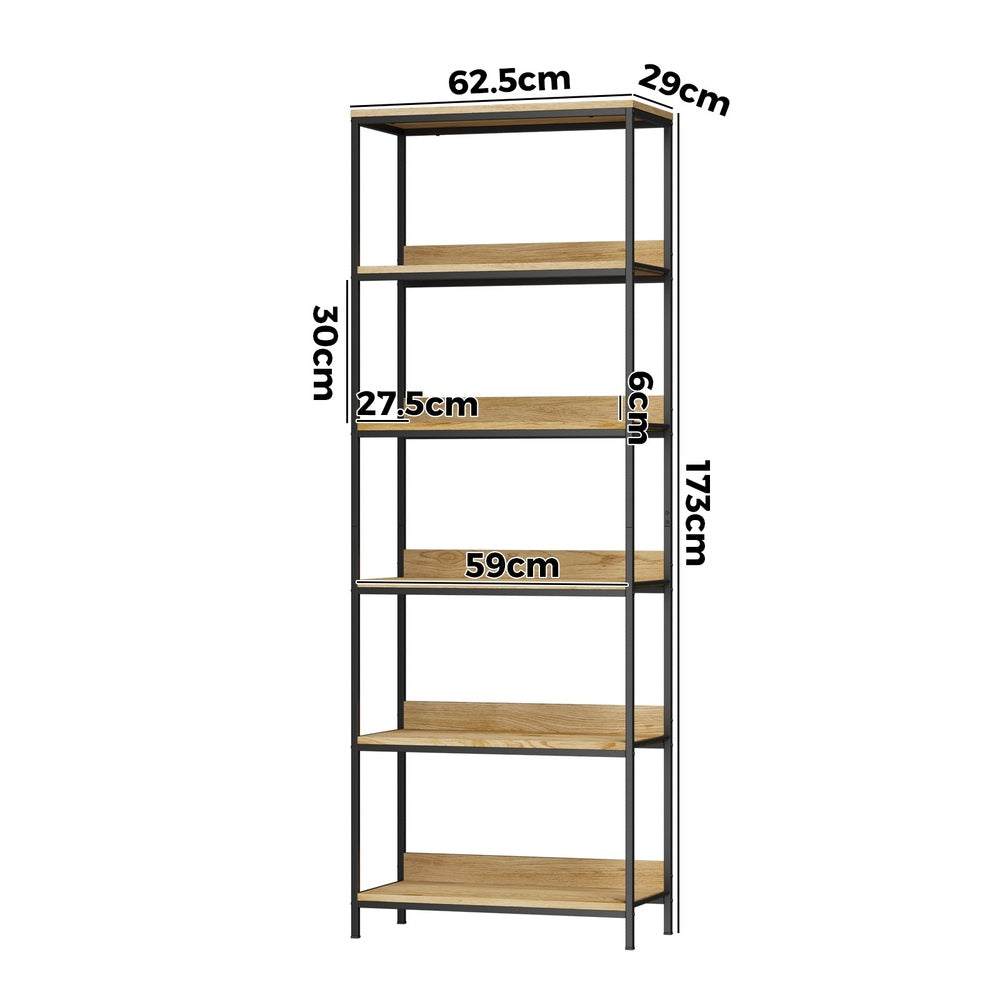 Display Shelf 5 Tier Storage Shelves Black&Walnut