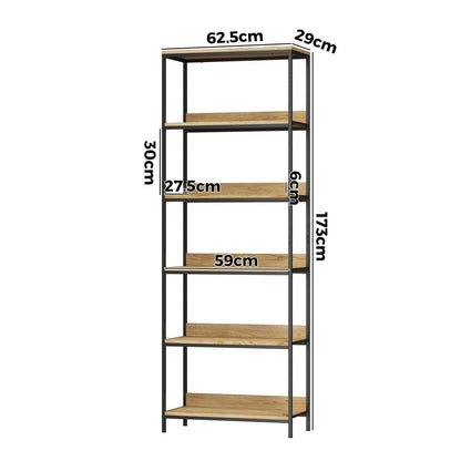 Display Shelf 5 Tier Storage Shelves Black&Walnut